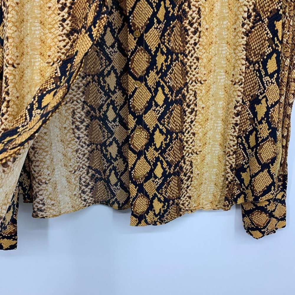 Joie Talin Top Snake Print Yellow Brown Button Down Long Sleeve - Picture 8 of 12